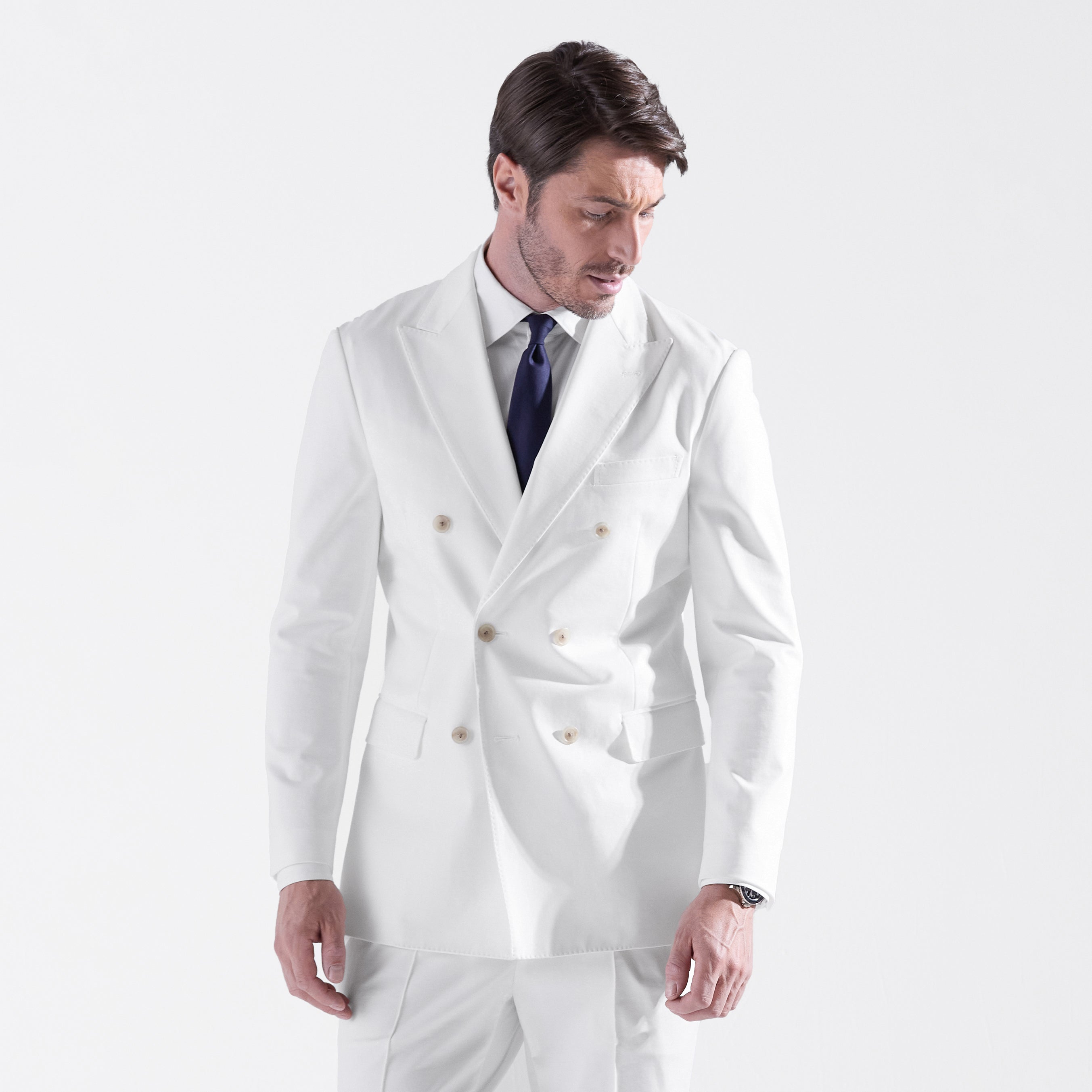 Duplex Cotton Jersey ダブル6Bトラベルジャケット White – MOVB
