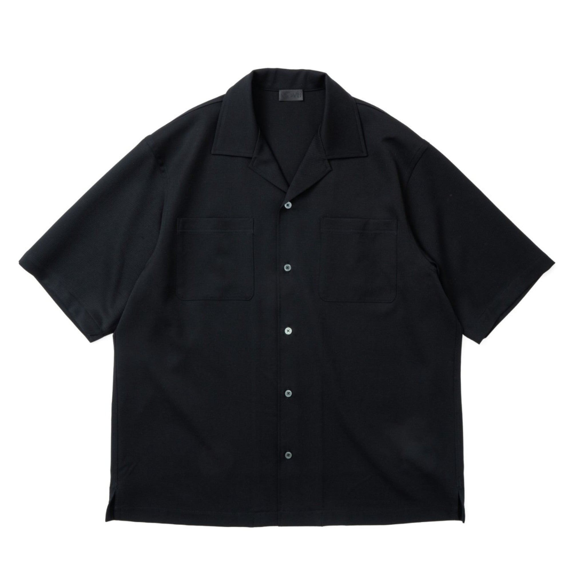 【BLACK】<ASTRAET>ラペル ショートスリーブシャツ 速乾』ドライタッチオープンカラールーズショートスリーブシャツ