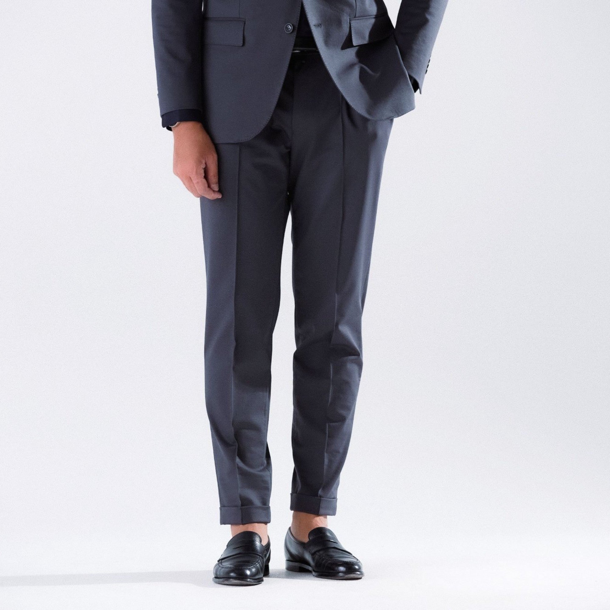Duplex Cotton Jersey 1プリーツ サイドギャザー トラベル スラックス