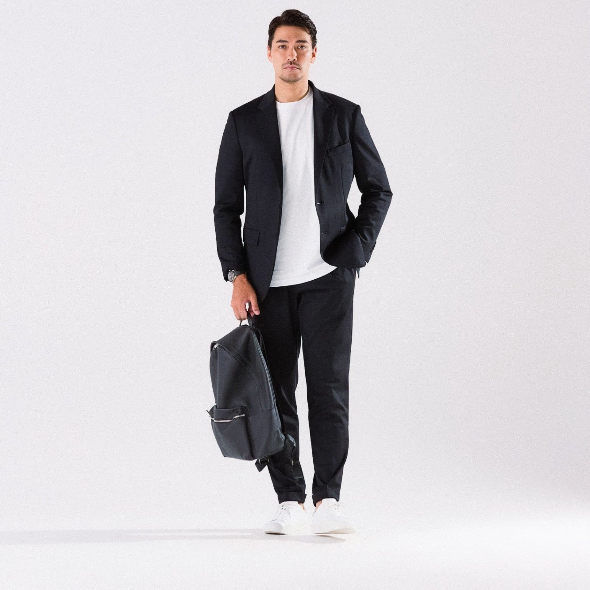 Duplex Cotton Jersey 1プリーツ サイドギャザー トラベル スラックス