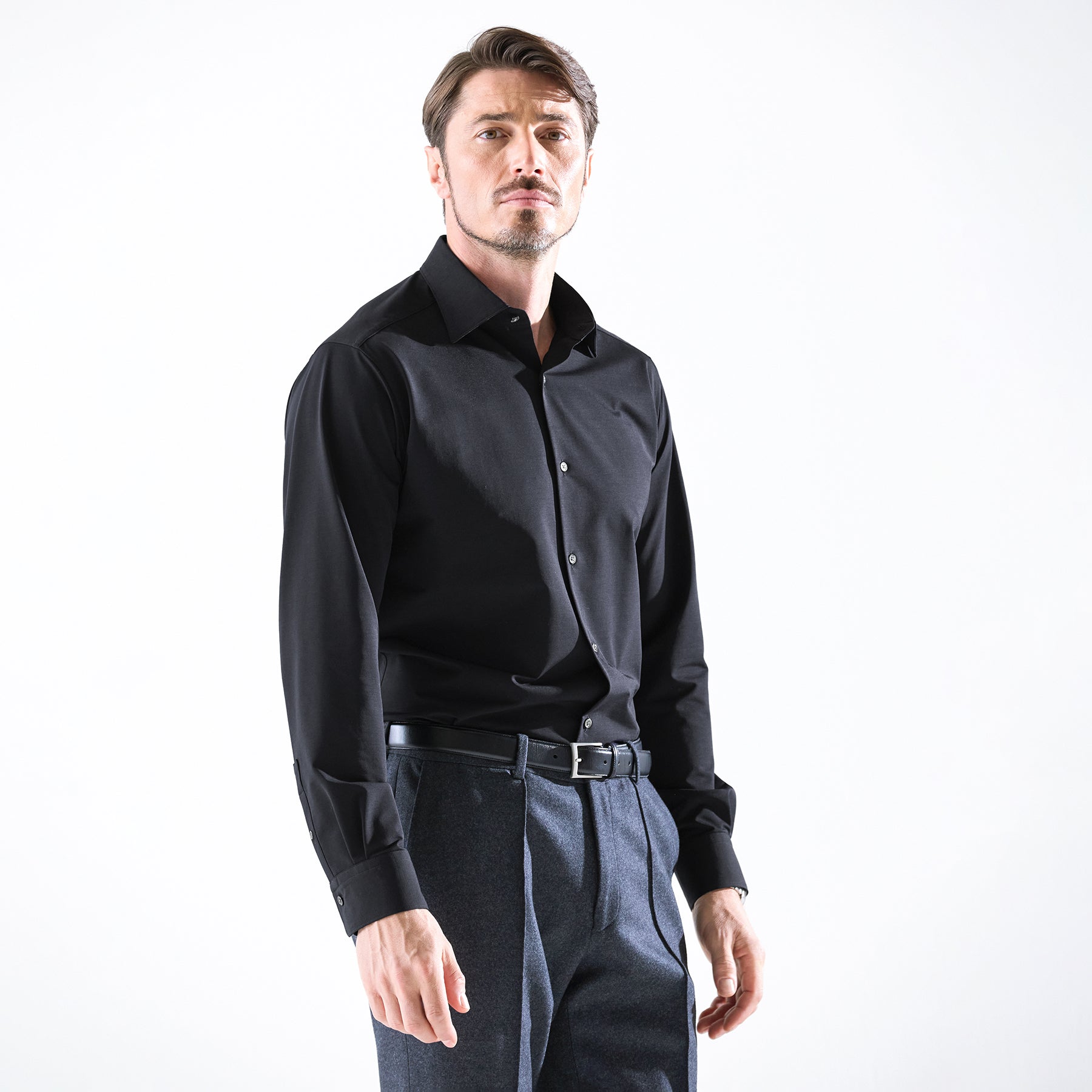 Super Sapphire Cotton Jersey セミワイドカラー テーラード