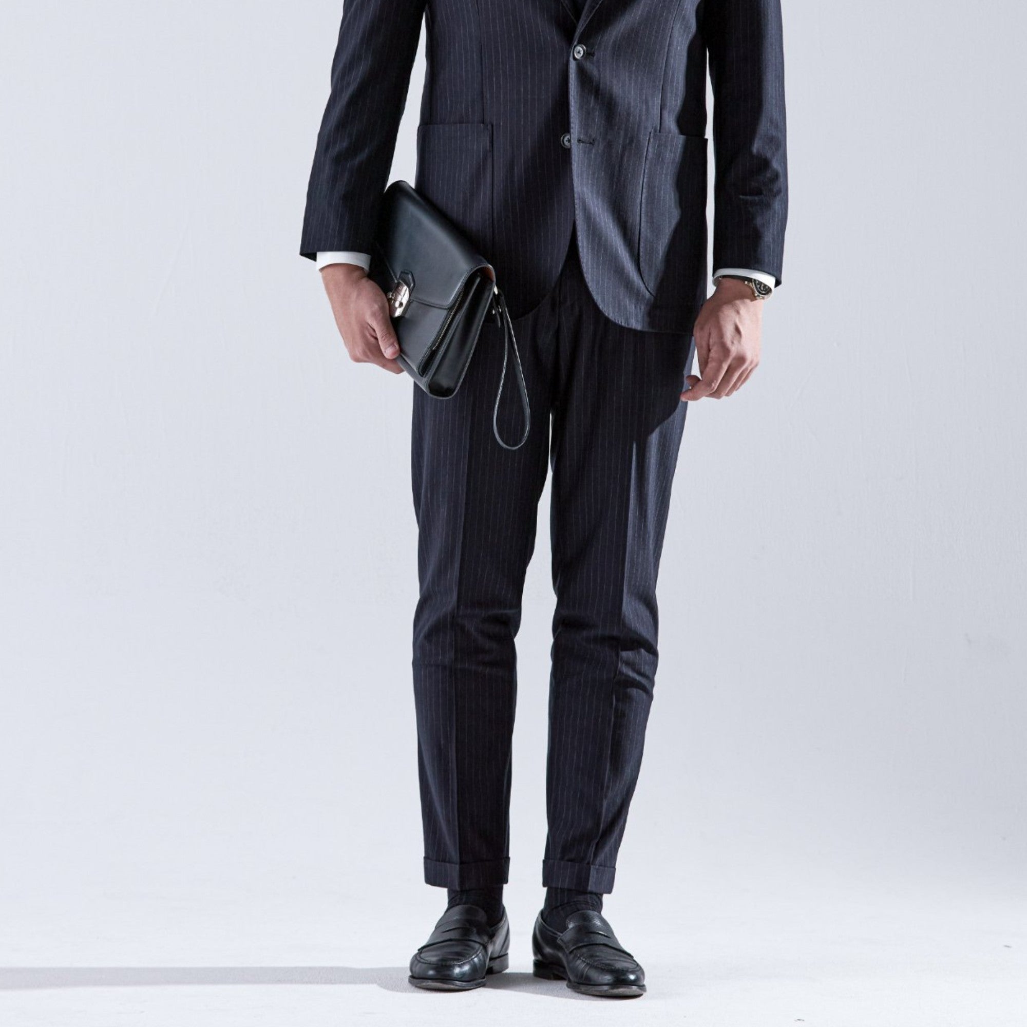 Helix Wool Jersey Banker Stripe サイドギャザースラックス – MOVB